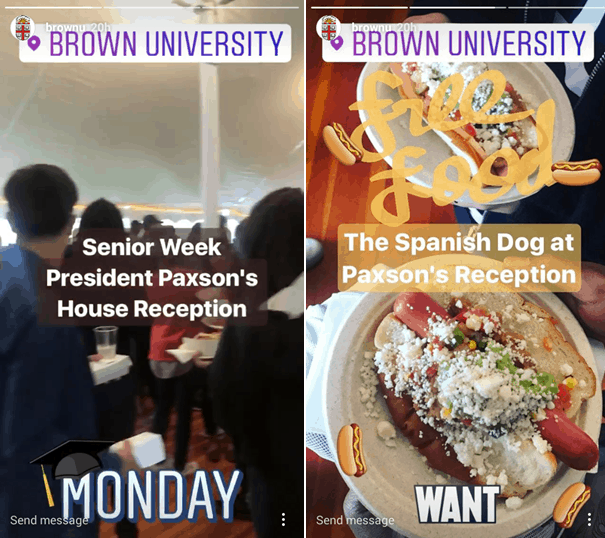 Brown University Instagram story